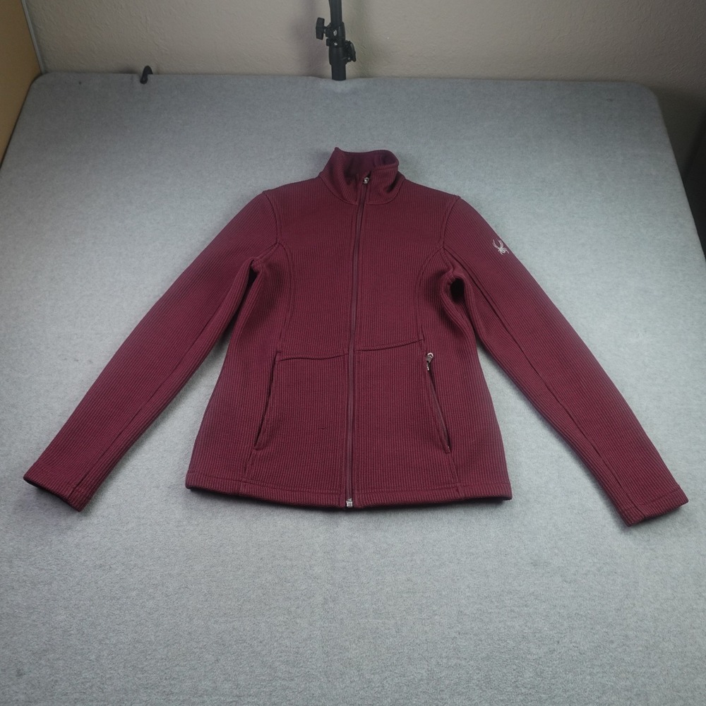 Spyder Jacket Womens Small Maroon Core Sweater Full Zip Mid-Layer Fleece